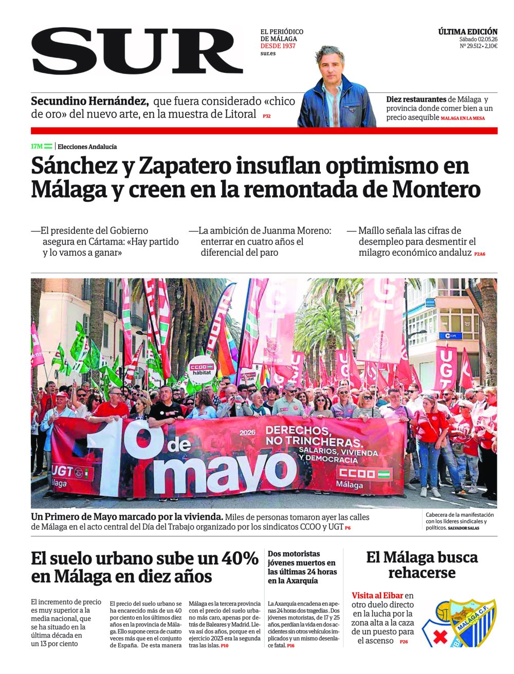 Portada de SUR, 02 de Mayo de 2026