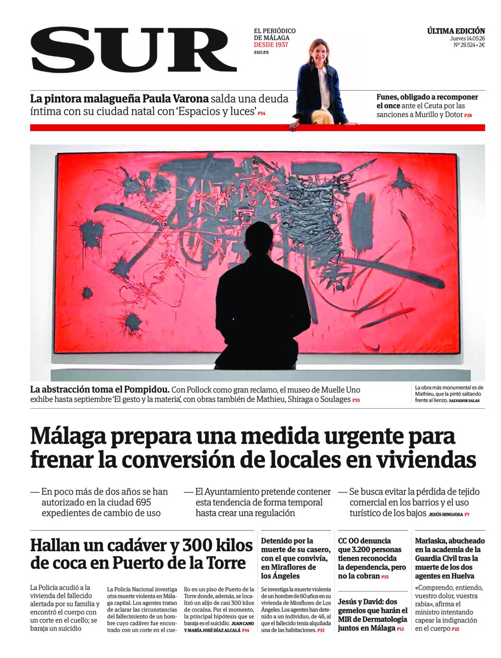 Portada de SUR, 14 de Mayo de 2026