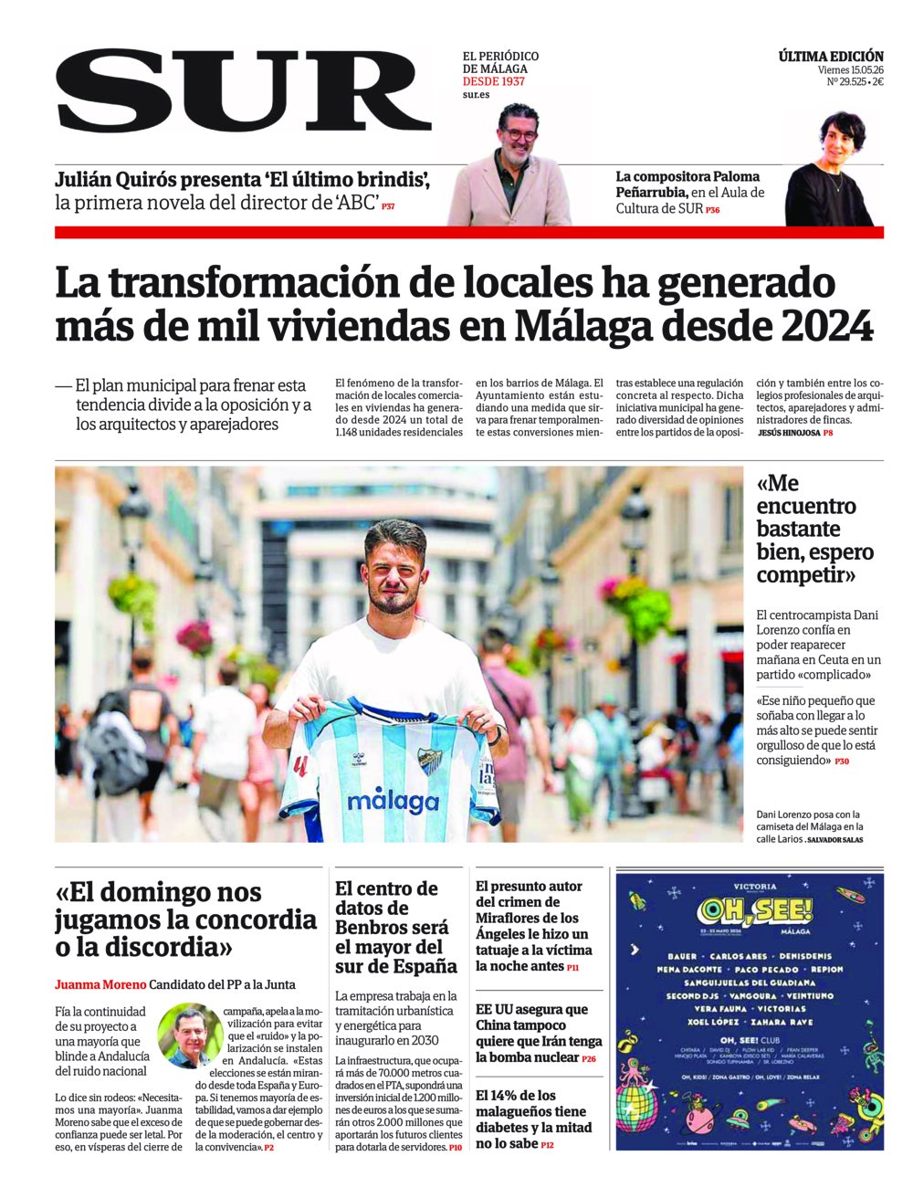 Portada de SUR, 15 de Mayo de 2026
