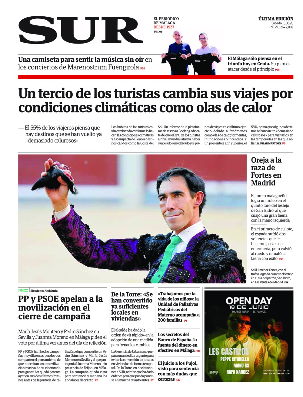 Portada de SUR, 16 de Mayo de 2026