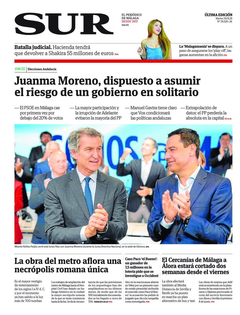 Portada de SUR, 19 de Mayo de 2026