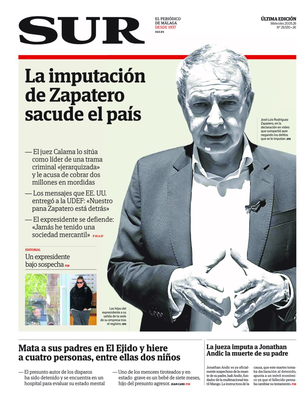 Portada de SUR, 20 de Mayo de 2026
