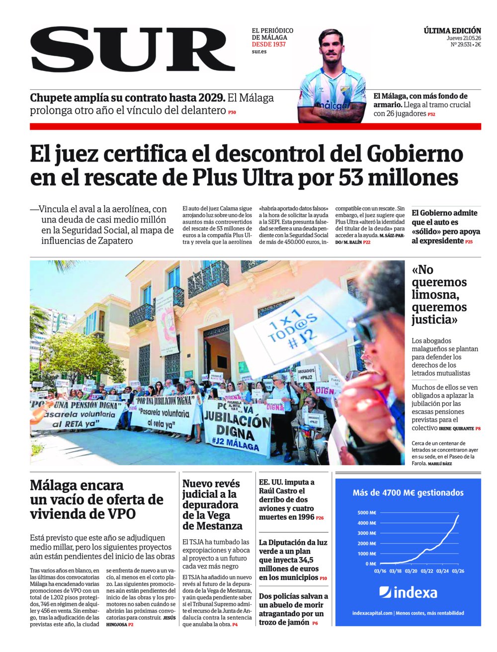 Portada de SUR, 21 de Mayo de 2026
