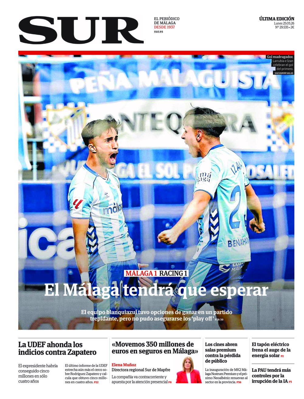 Portada de SUR, 25 de Mayo de 2026