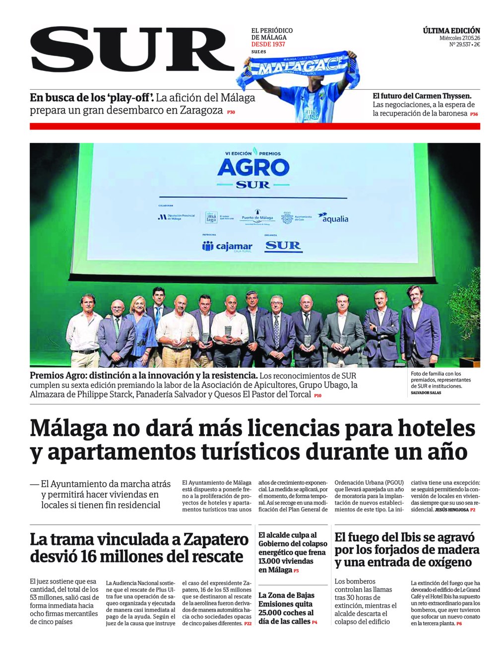 Portada de SUR, 27 de Mayo de 2026