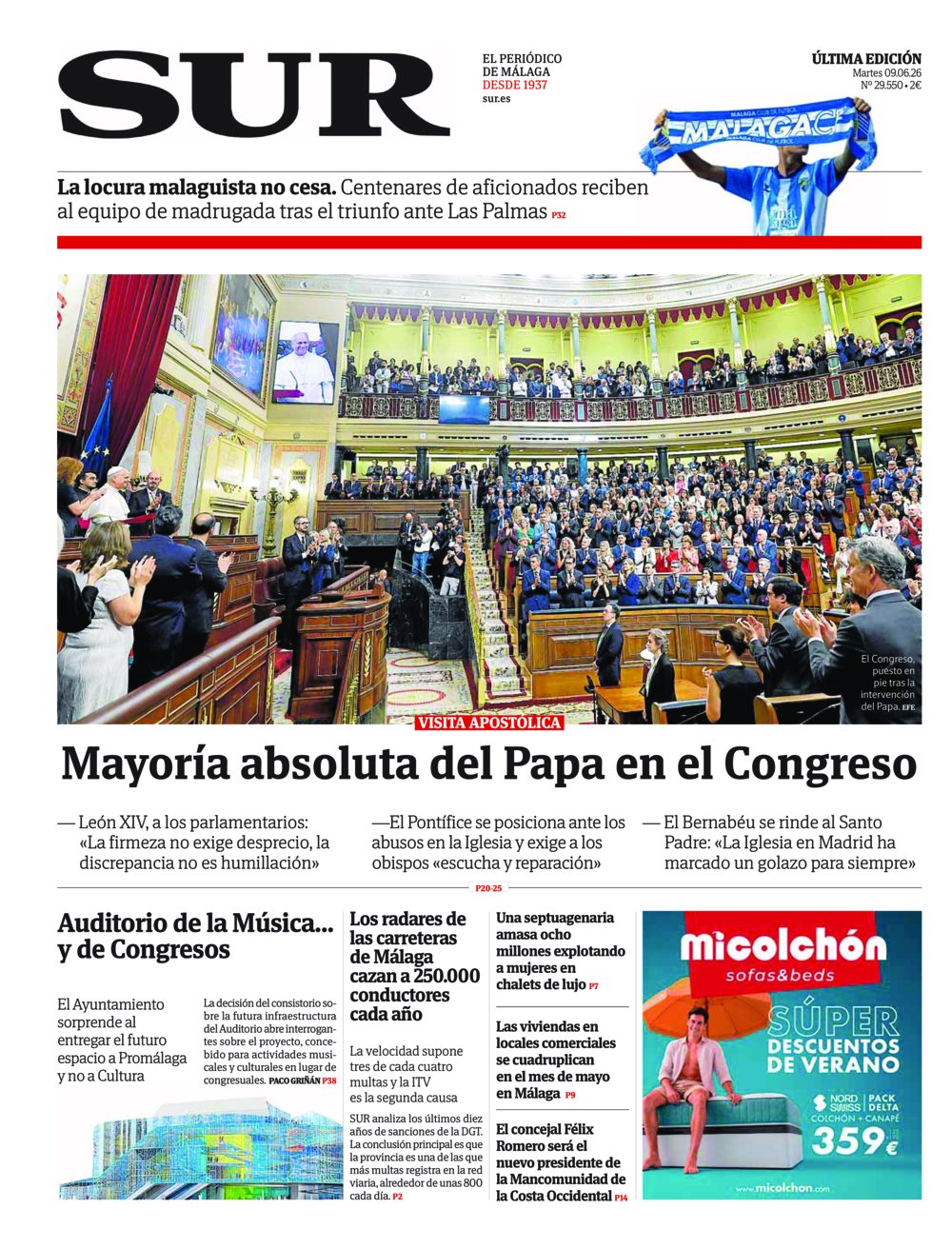 Portada de SUR, 09 de Junio de 2026