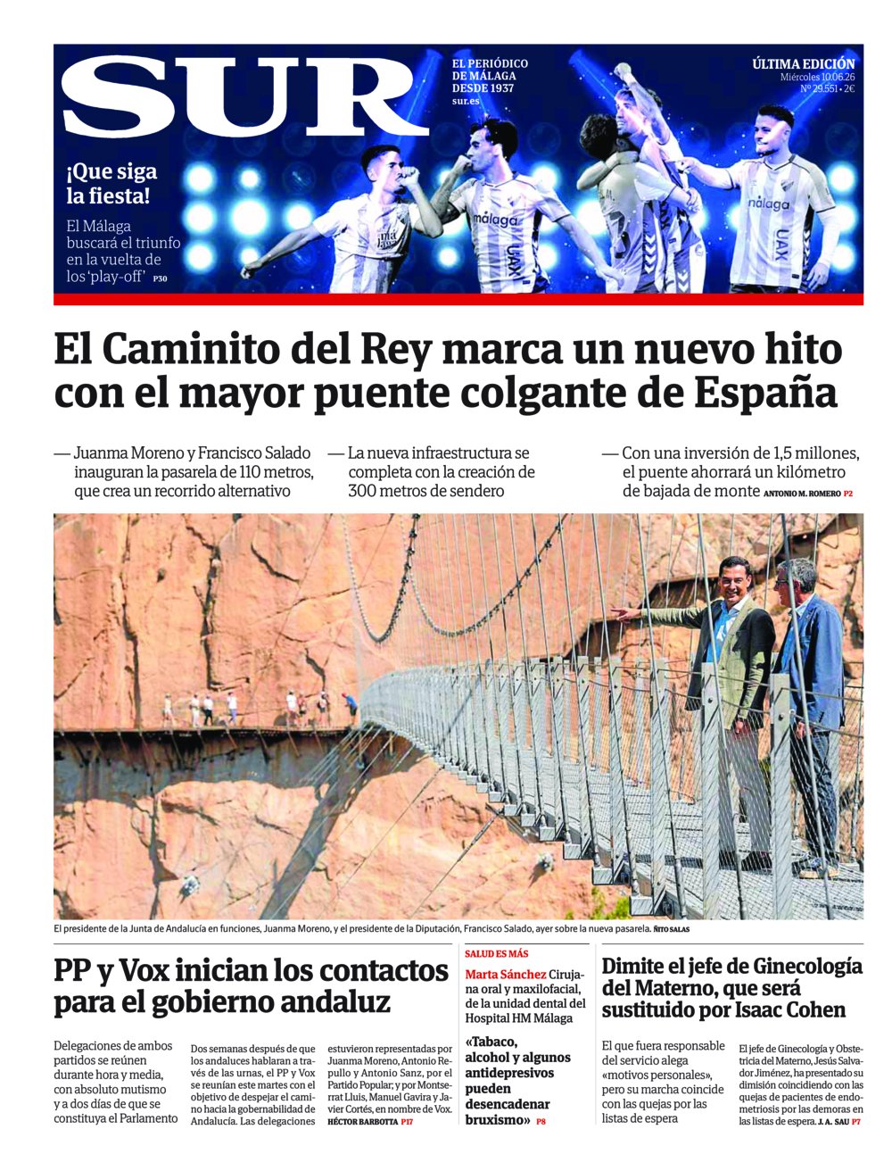 Portada de SUR, 10 de Junio de 2026
