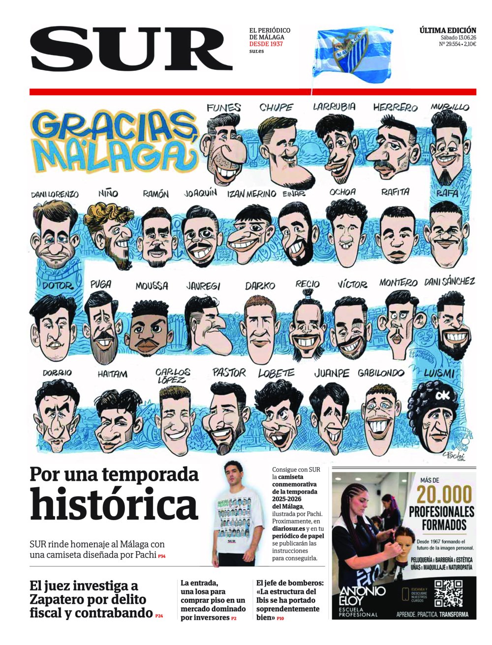 Portada de SUR, 13 de Junio de 2026