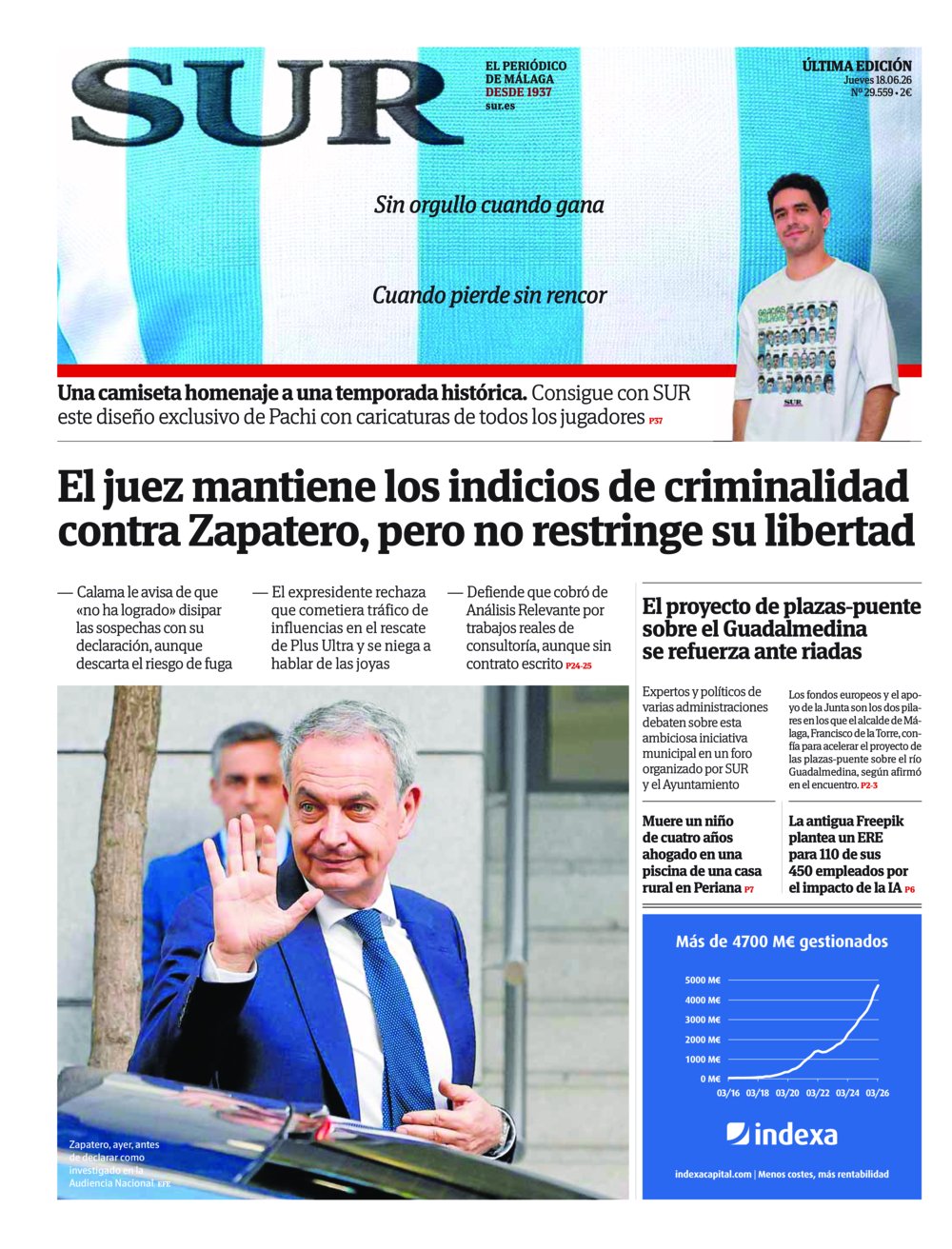 Portada de SUR, 18 de Junio de 2026