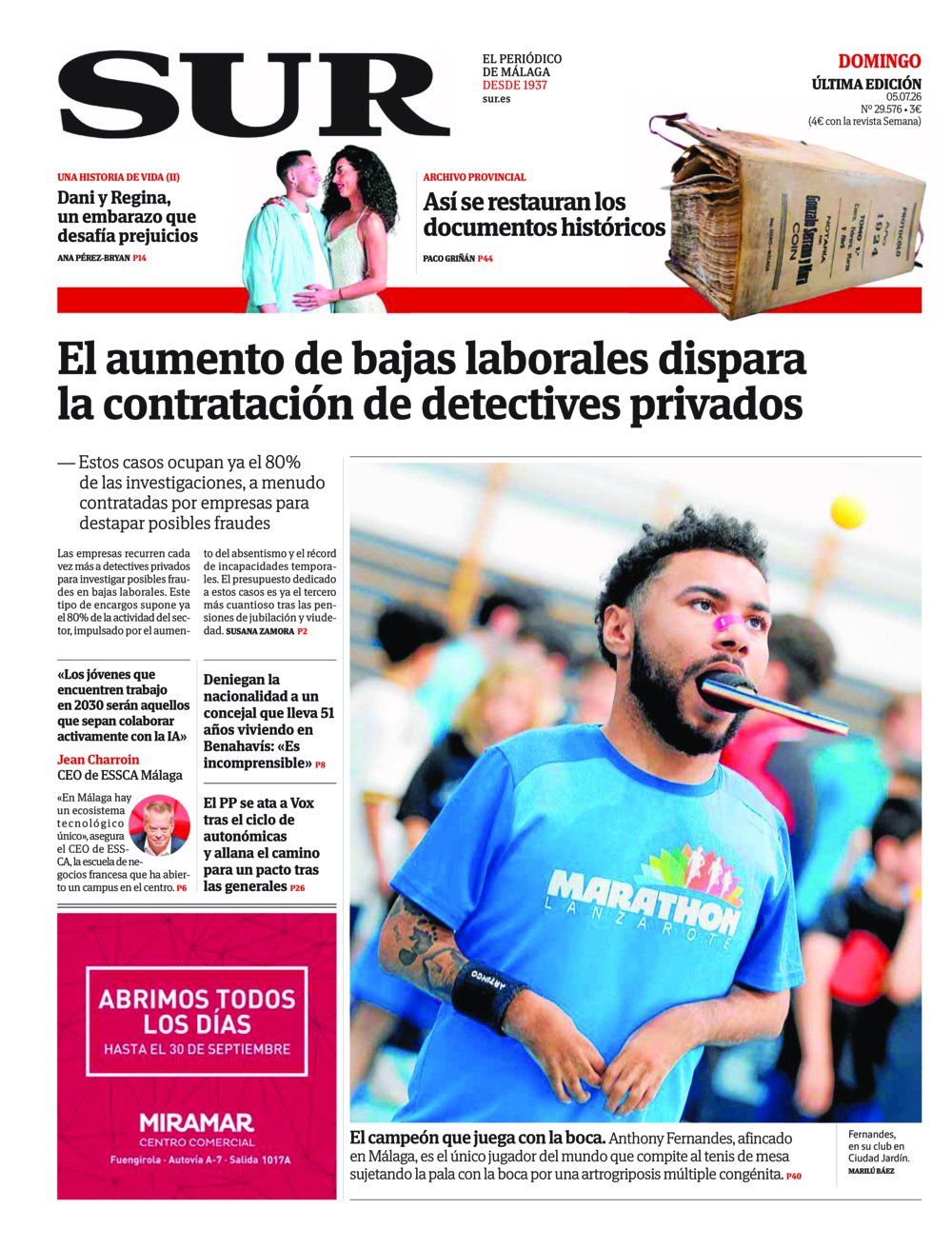 Portada de SUR, 05 de Julio de 2026