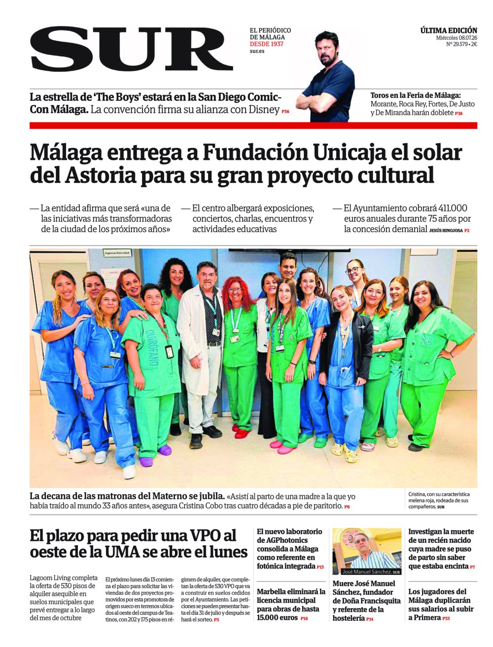 Portada de SUR, 08 de Julio de 2026
