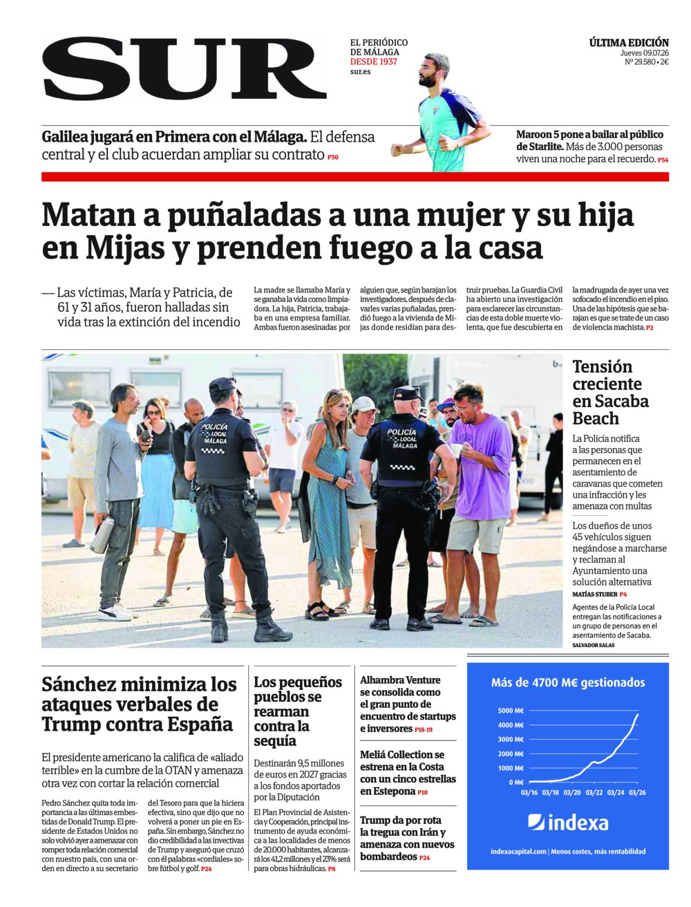 Portada de SUR, 09 de Julio de 2026
