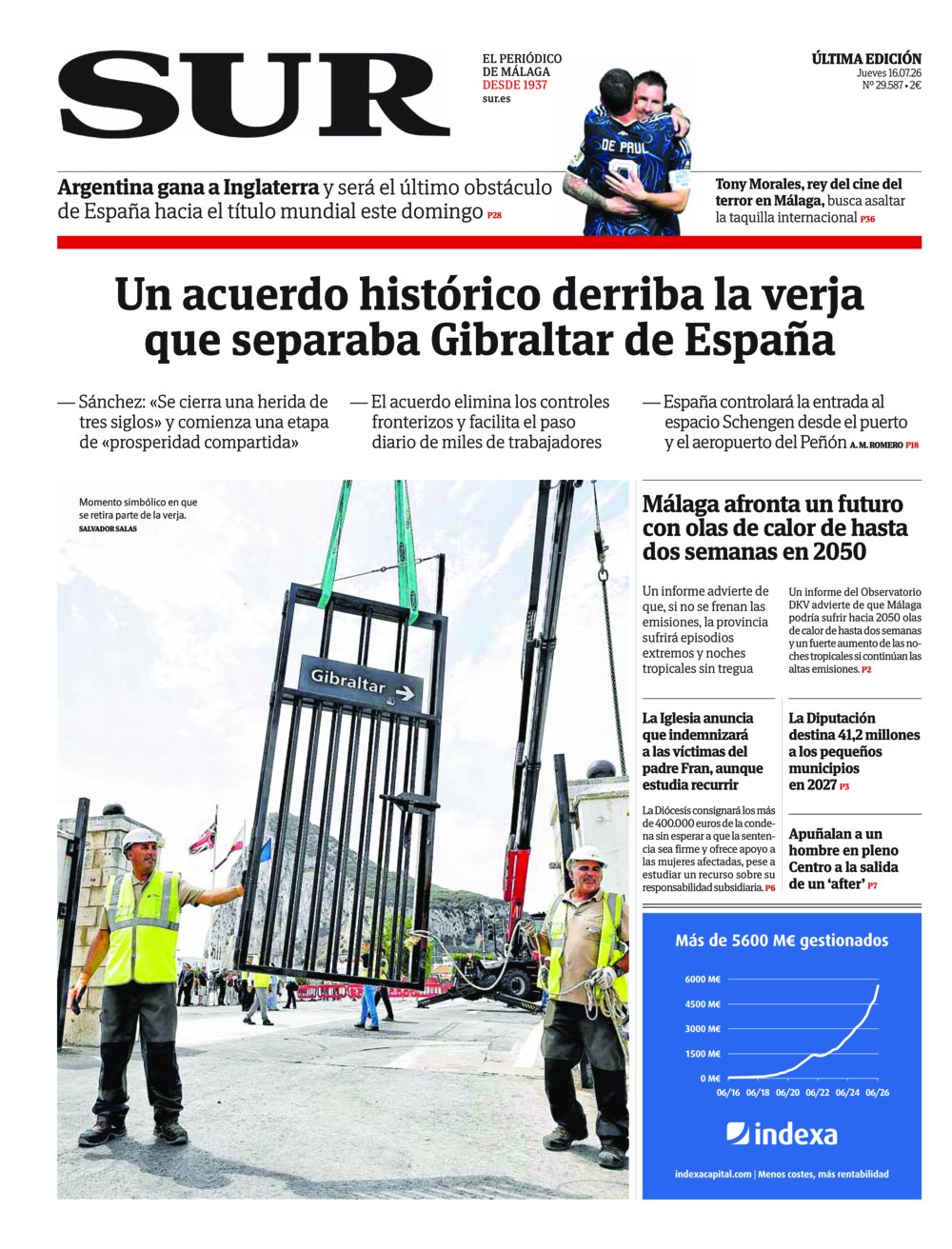 Portada de SUR, 16 de Julio de 2026