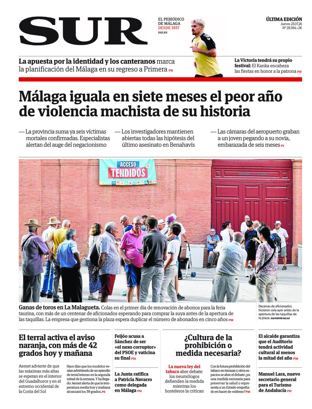 Portada de SUR, 23 de Julio de 2026