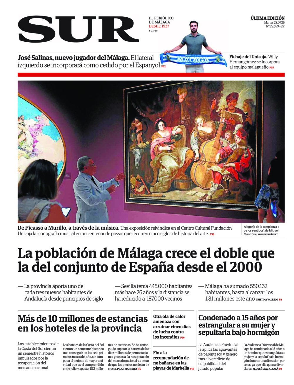Portada de SUR, 28 de Julio de 2026