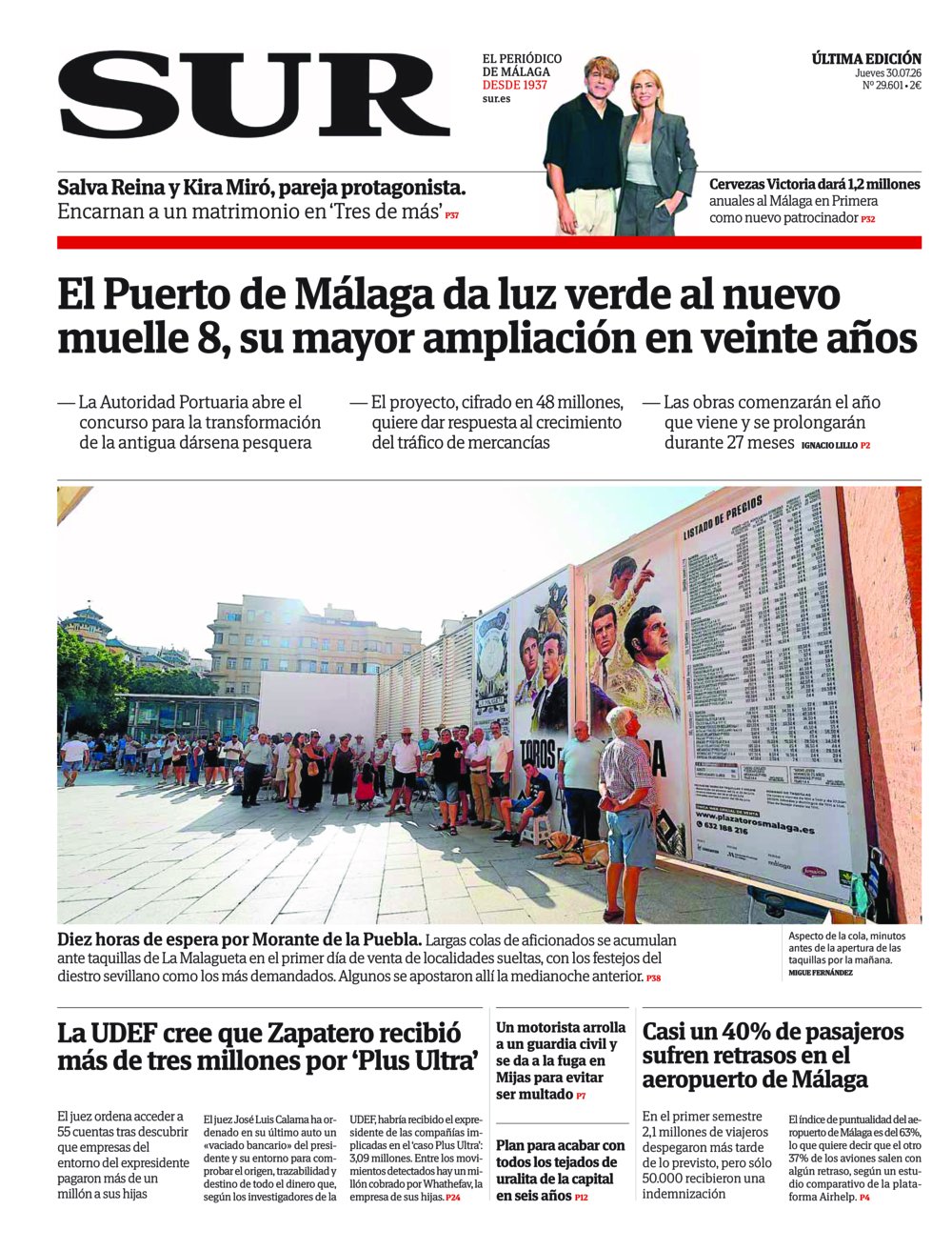 Portada de SUR, 30 de Julio de 2026