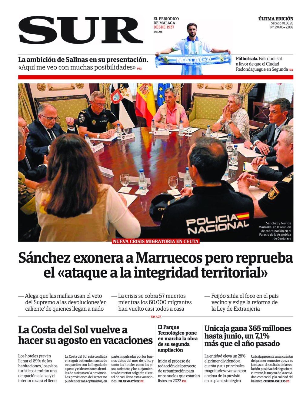 Portada de SUR, 01 de Agosto de 2026