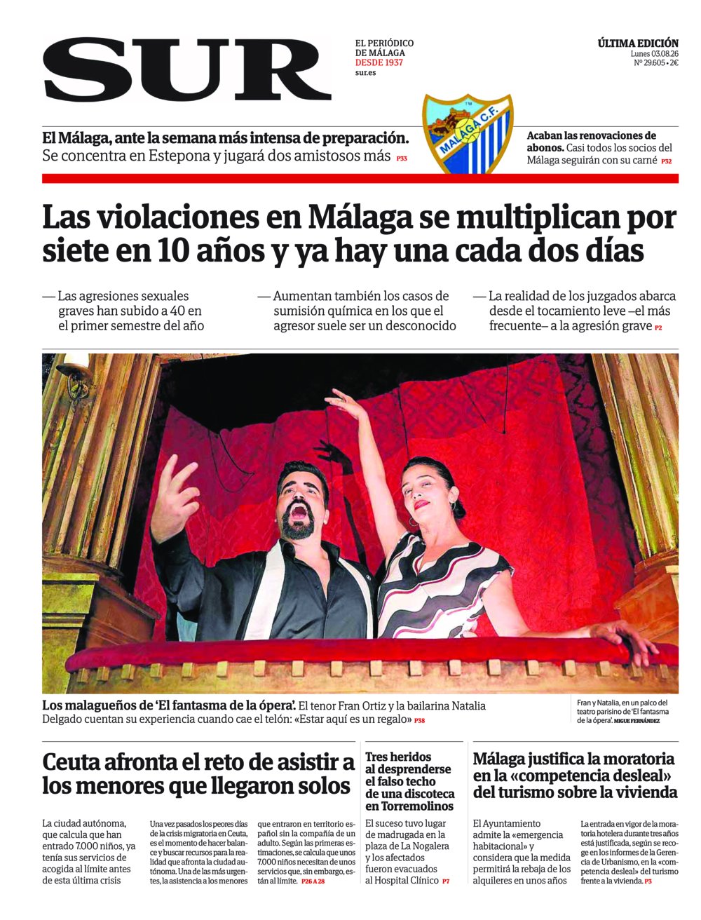 Portada de SUR, 03 de Agosto de 2026