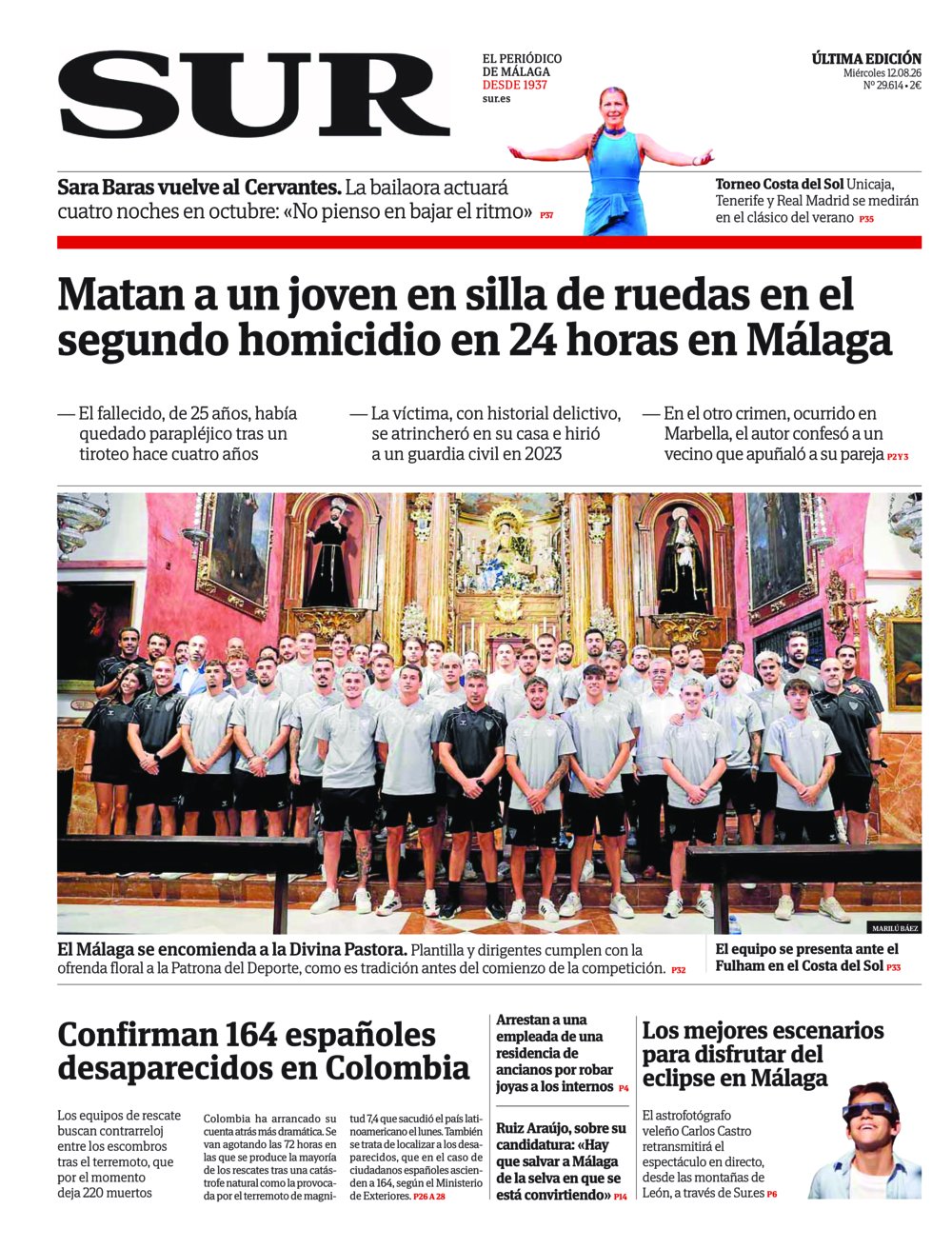 Portada de SUR, 12 de Agosto de 2026