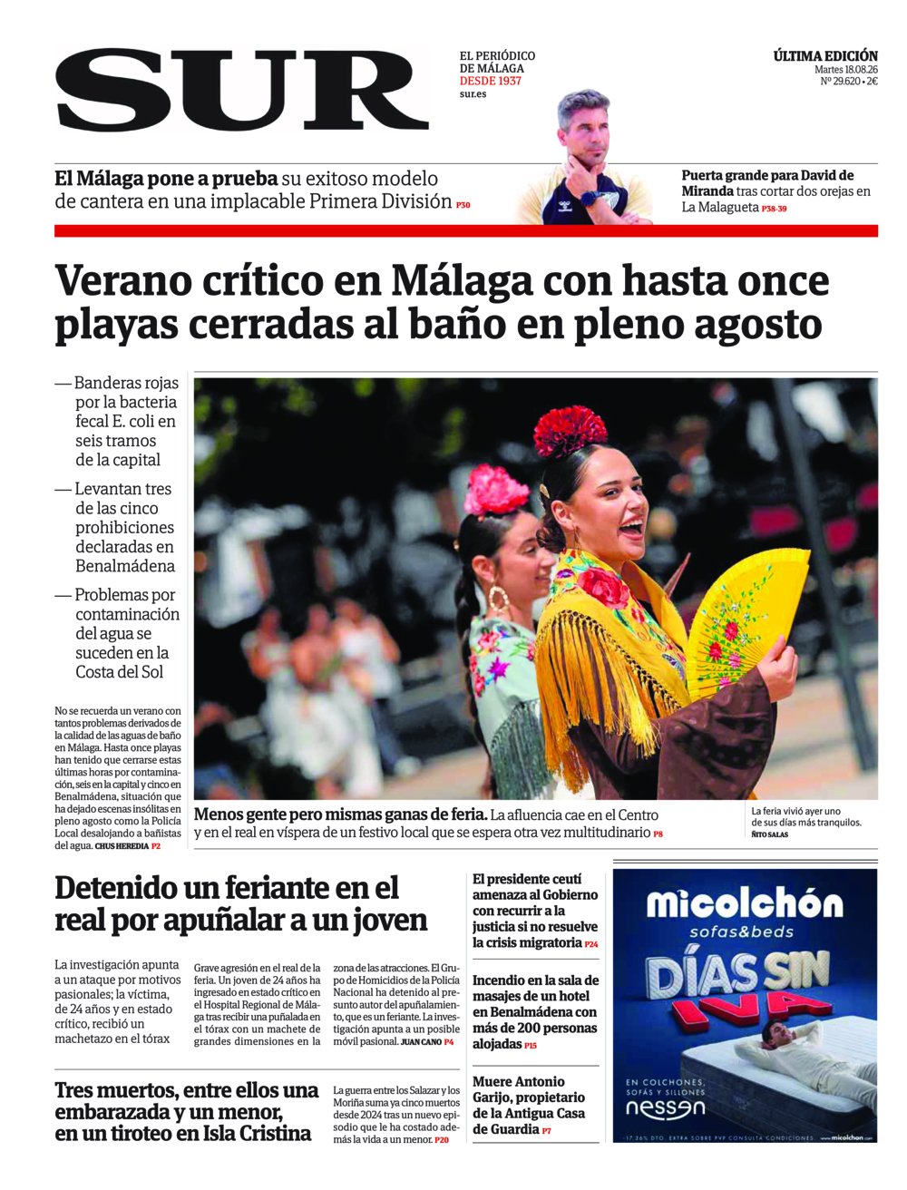 Portada de SUR, 18 de Agosto de 2026