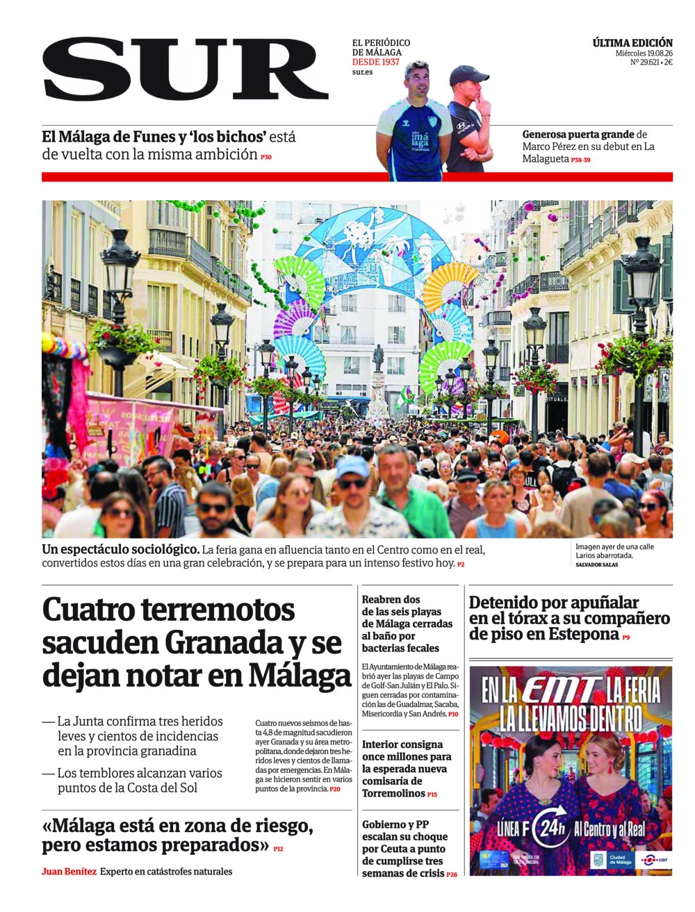 Portada de SUR, 19 de Agosto de 2026