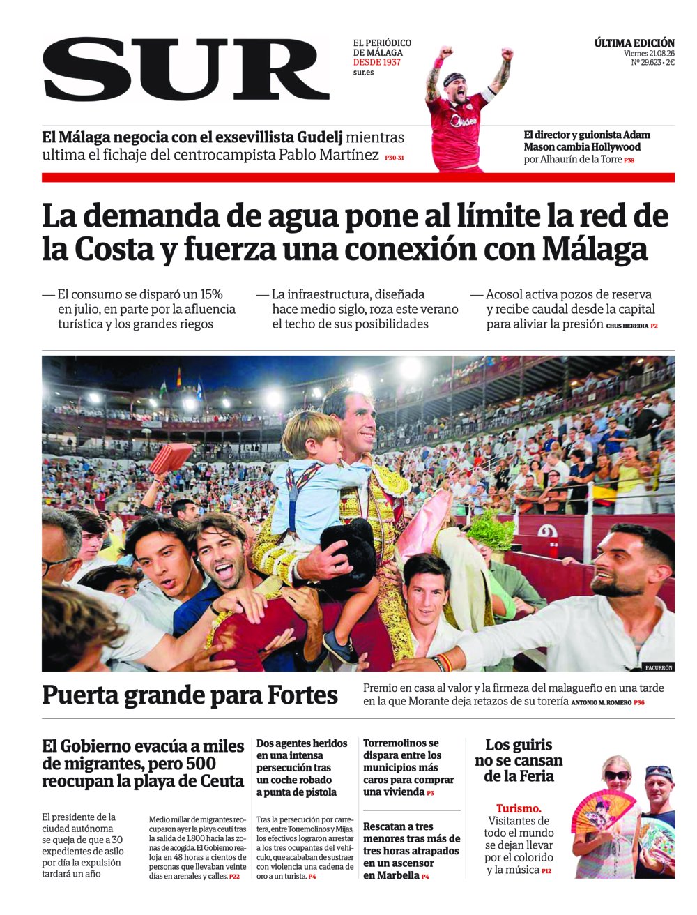 Portada de SUR, 21 de Agosto de 2026