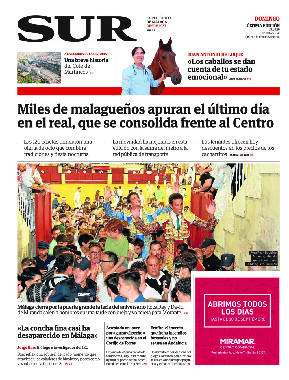 Portada de SUR, 23 de Agosto de 2026
