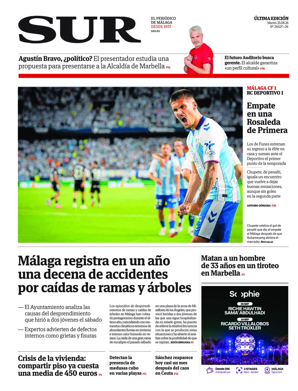 Portada de SUR, 25 de Agosto de 2026