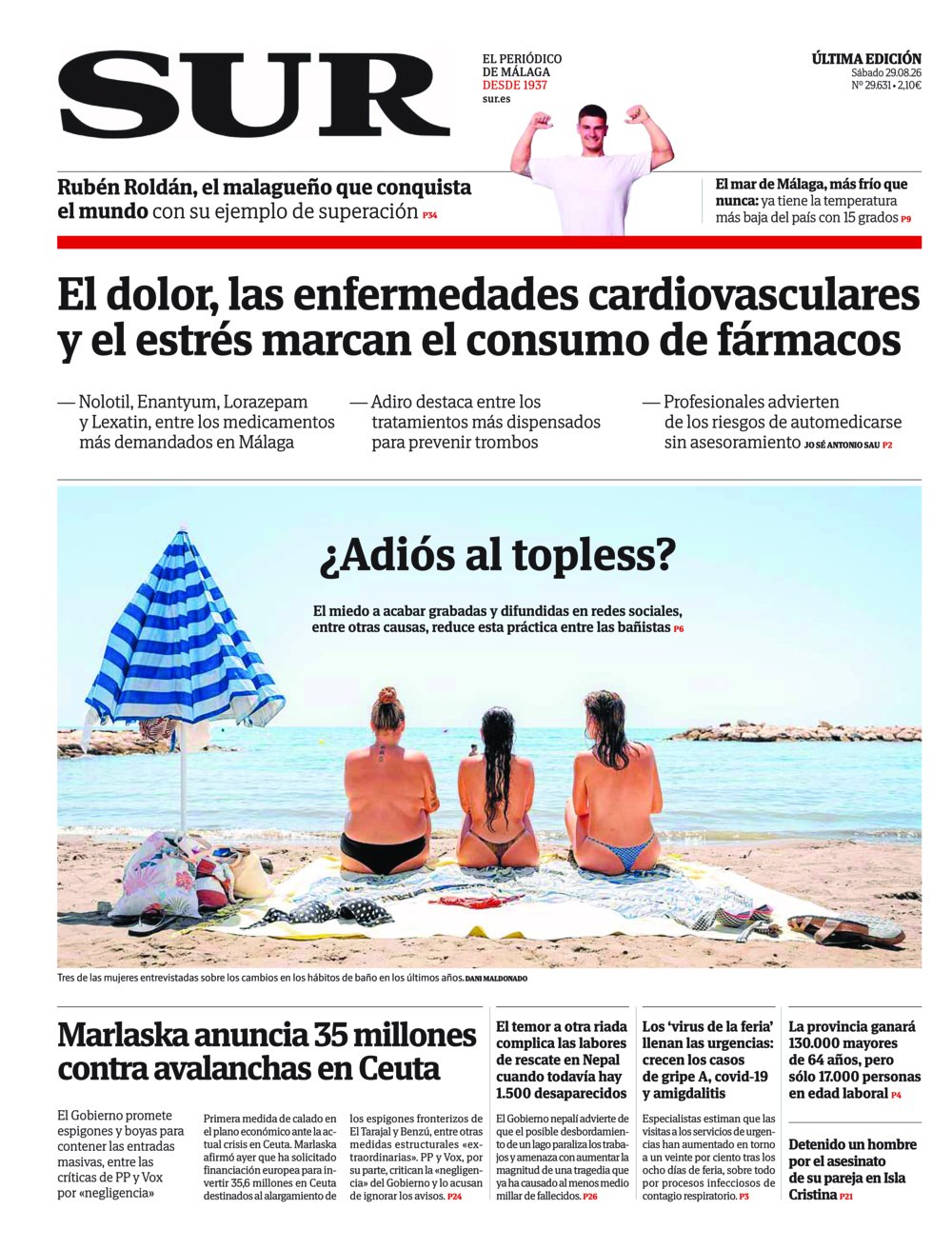 Portada de SUR, 29 de Agosto de 2026