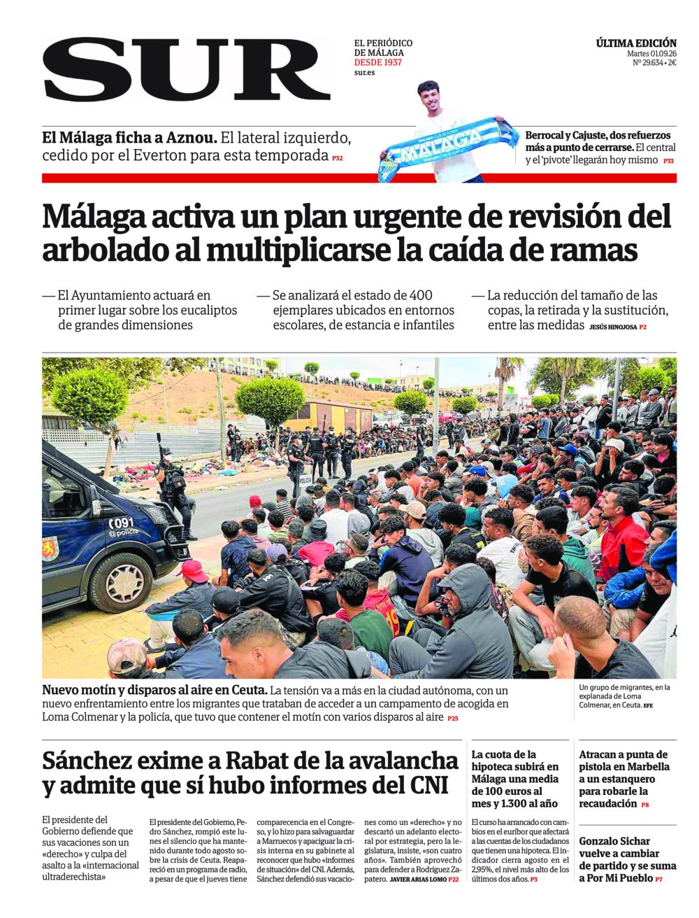 Portada de SUR, 01 de Septiembre de 2026