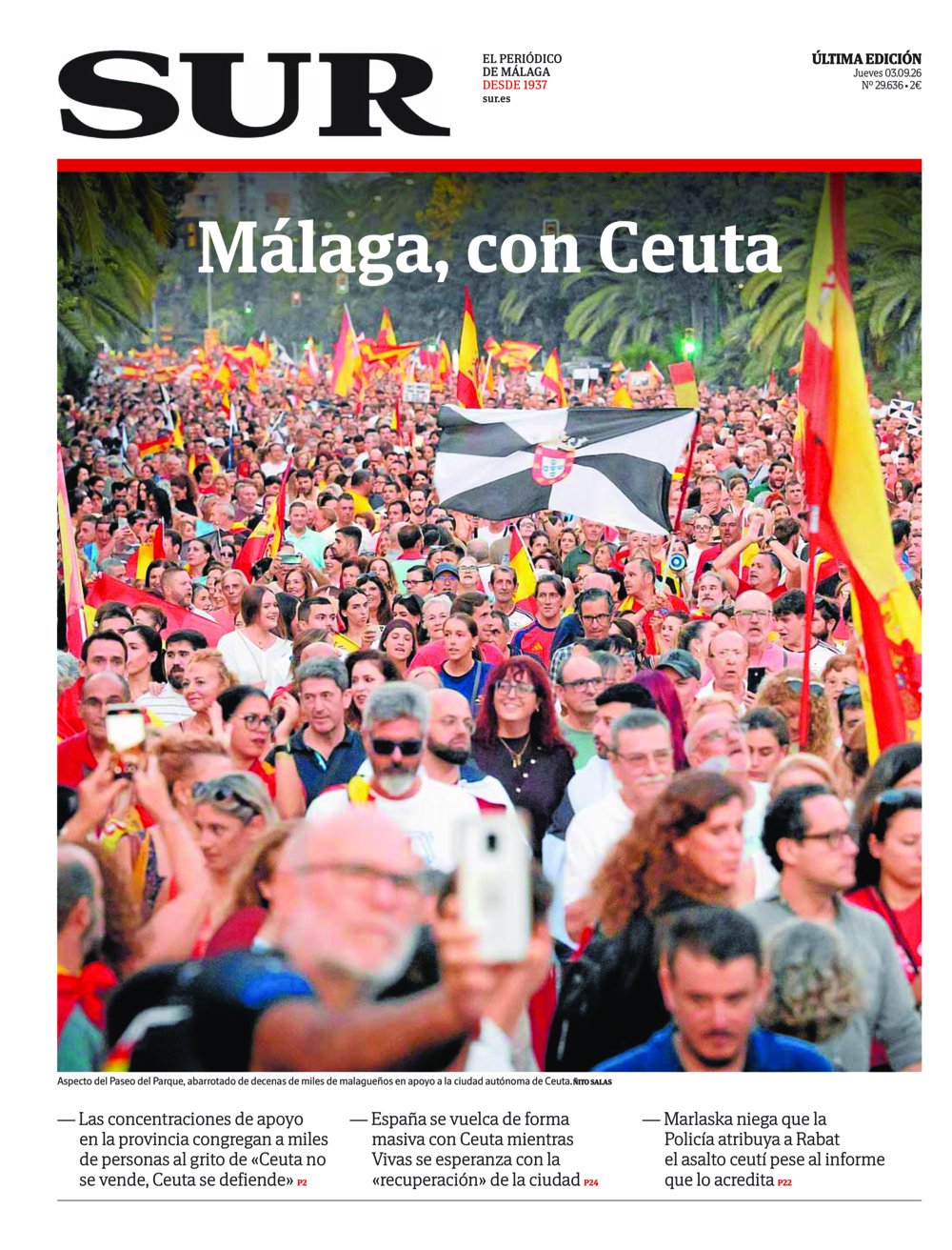 Portada de SUR, 03 de Septiembre de 2026