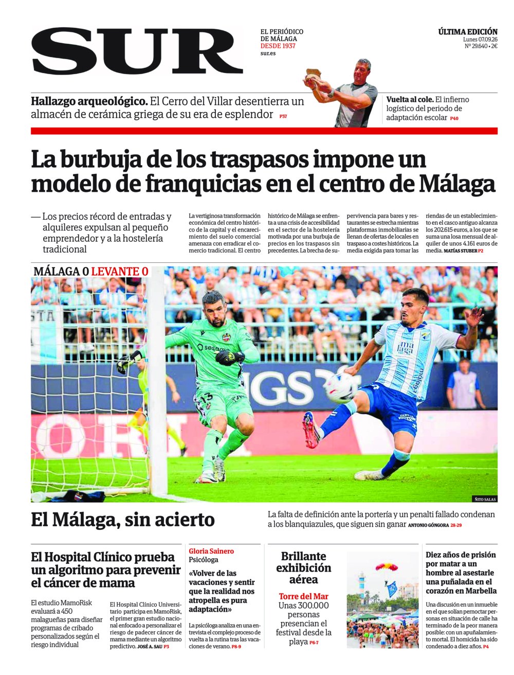Portada de SUR, 07 de Septiembre de 2026