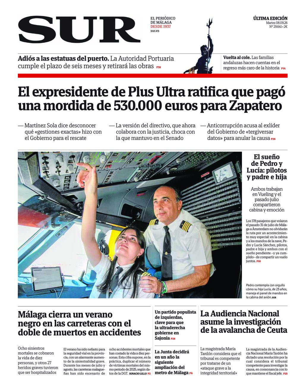 Portada de SUR, 08 de Septiembre de 2026