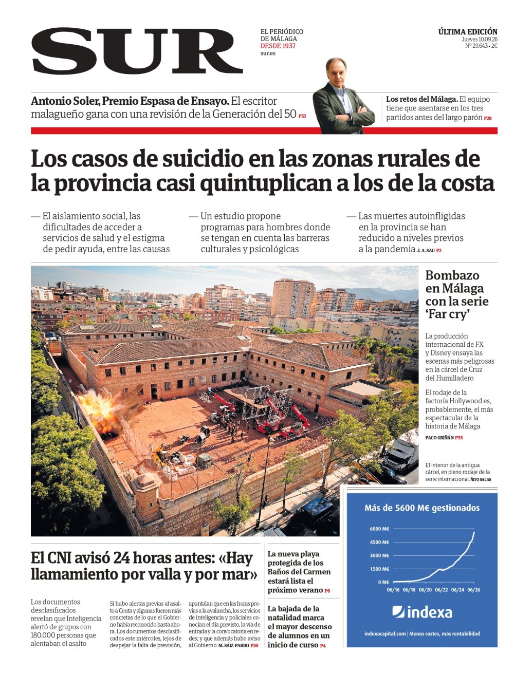 Portada de SUR, 10 de Septiembre de 2026