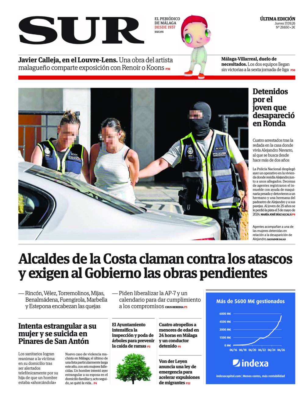 Portada de SUR, 17 de Septiembre de 2026