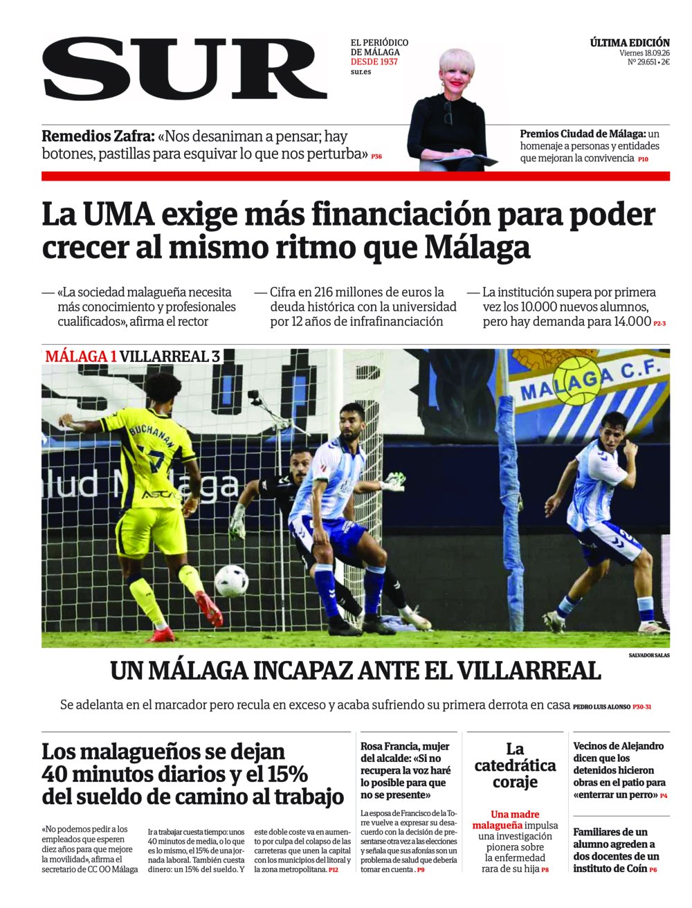 Portada de SUR, 18 de Septiembre de 2026