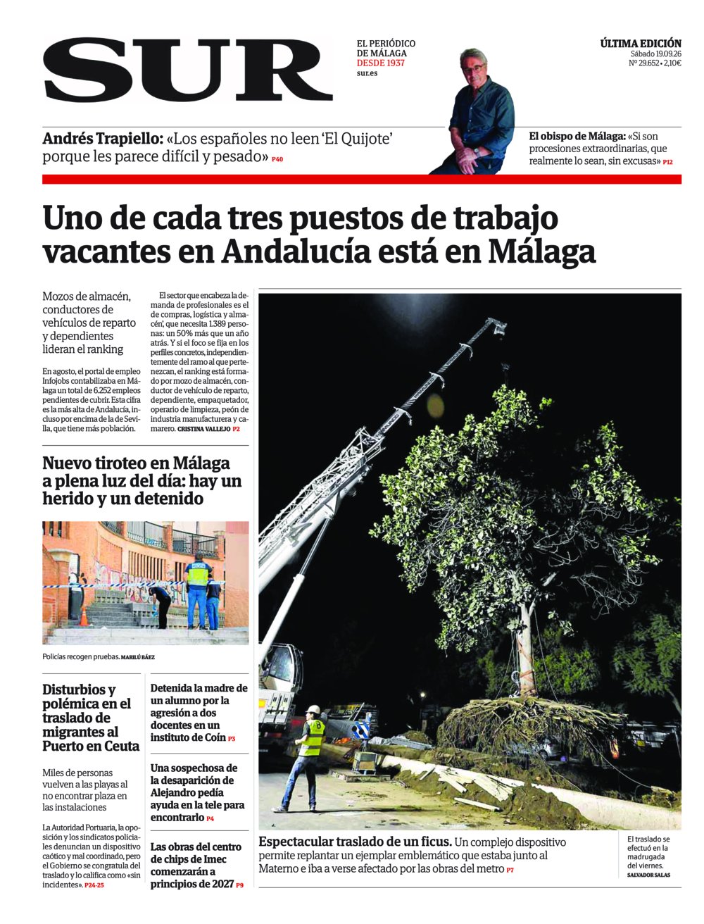 Portada de SUR, 19 de Septiembre de 2026