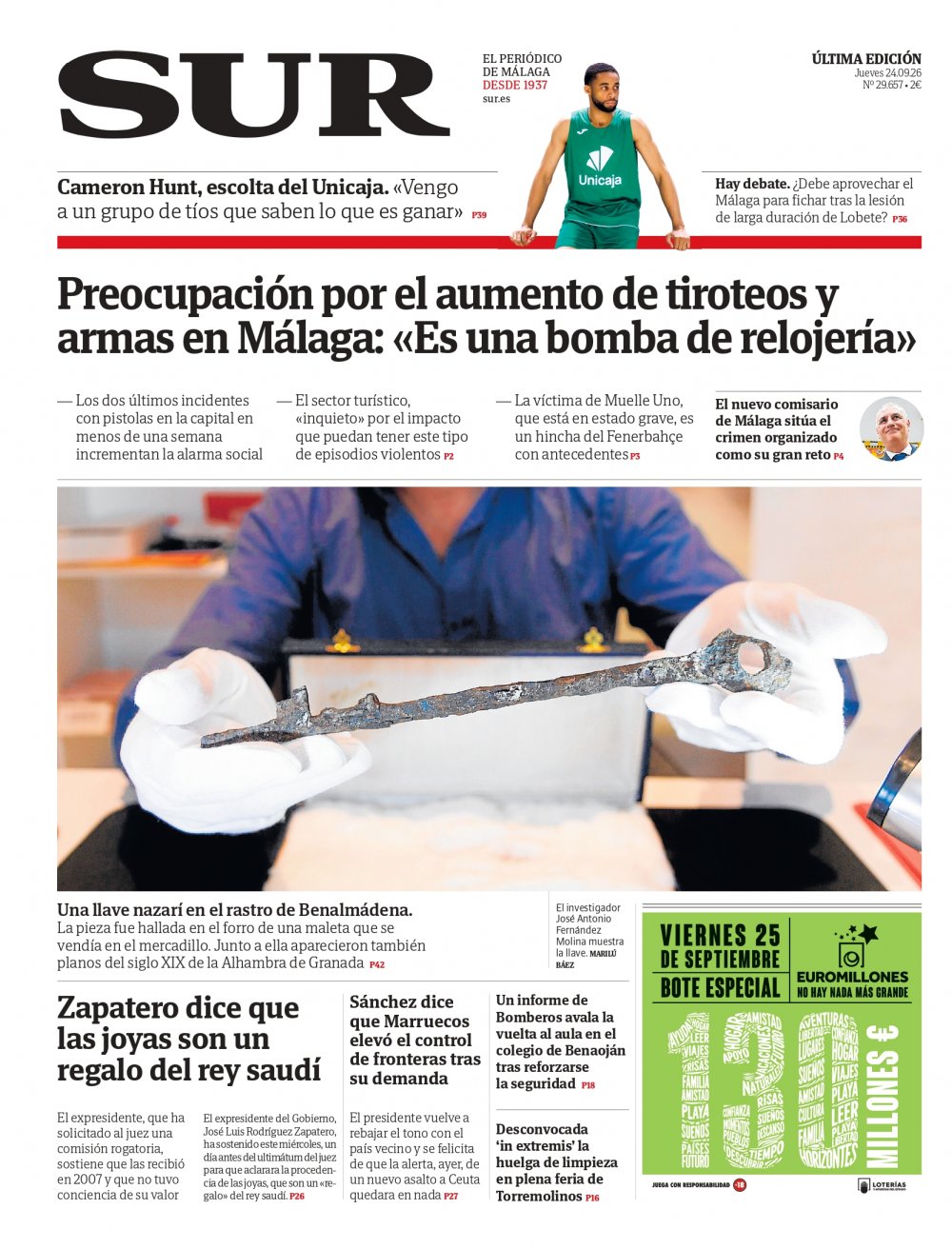 Portada de SUR, 24 de Septiembre de 2026