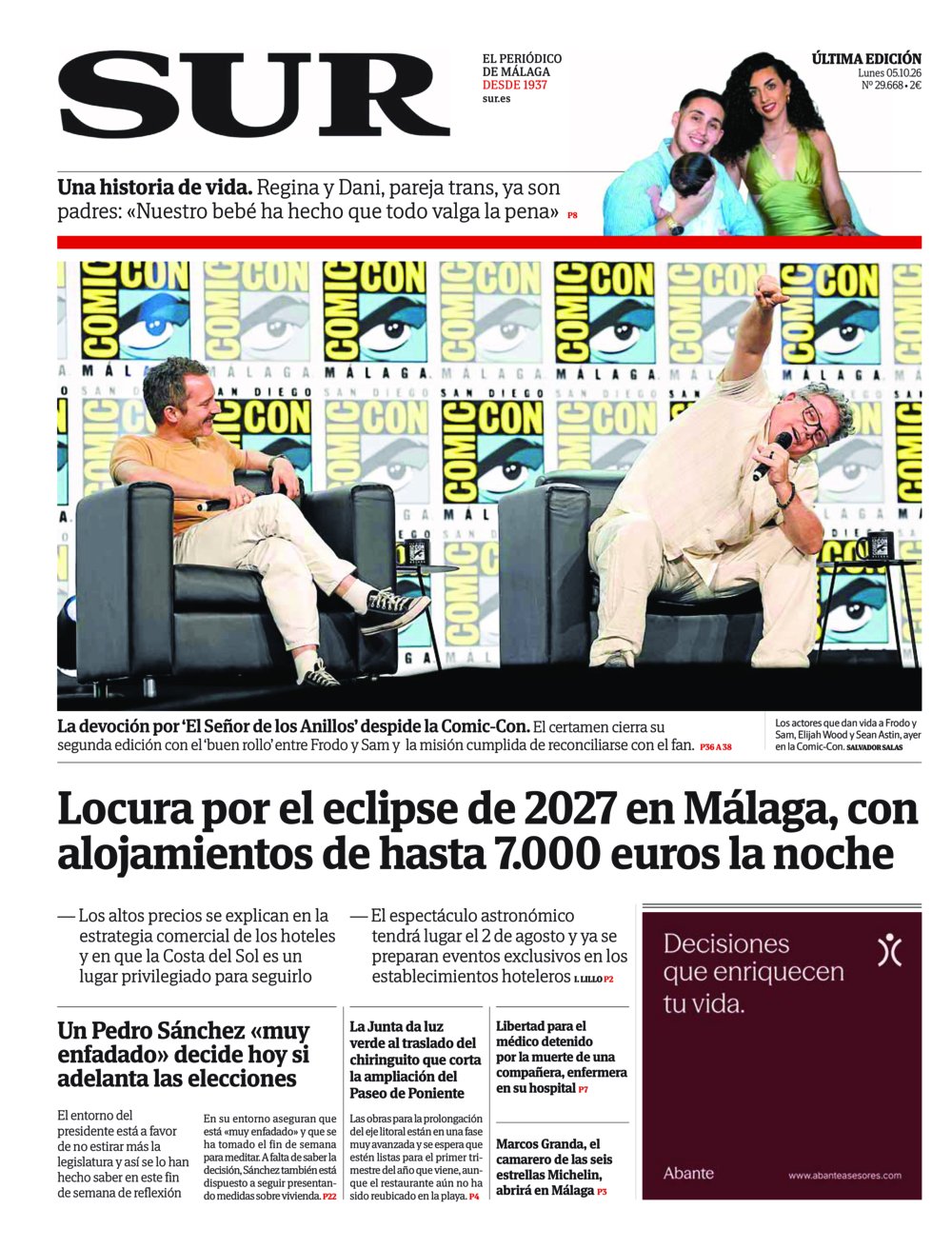 Portada de SUR, 05 de Octubre de 2026