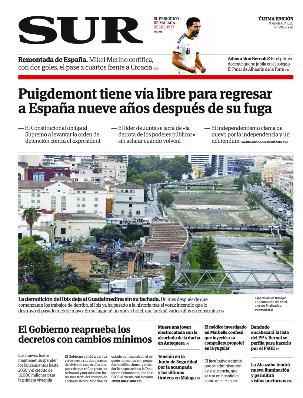 Portada de SUR, 07 de Octubre de 2026
