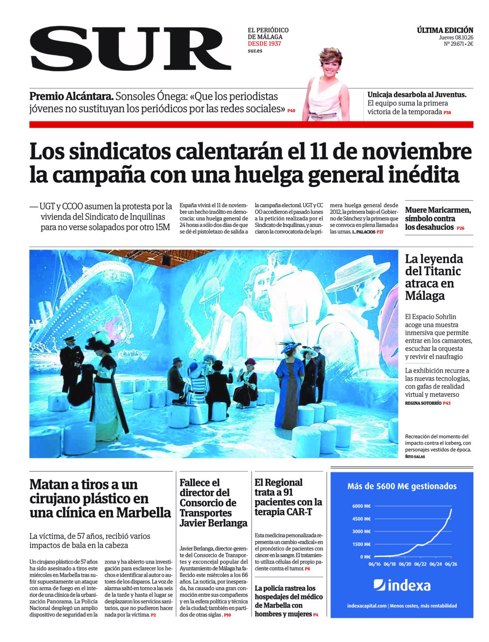 Portada de SUR, 08 de Octubre de 2026