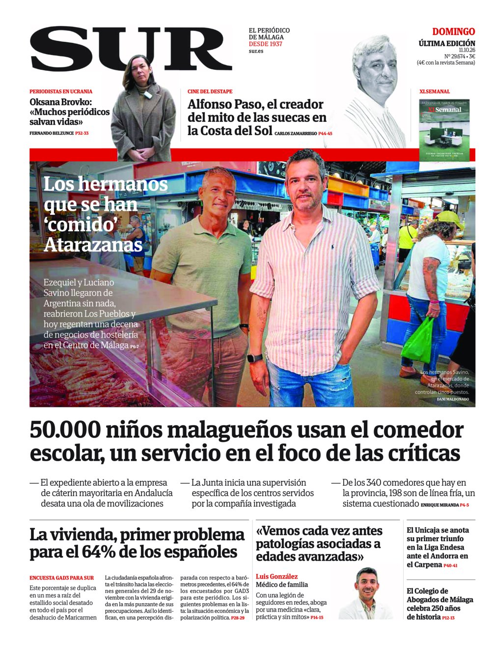 Portada de SUR, 11 de Octubre de 2026