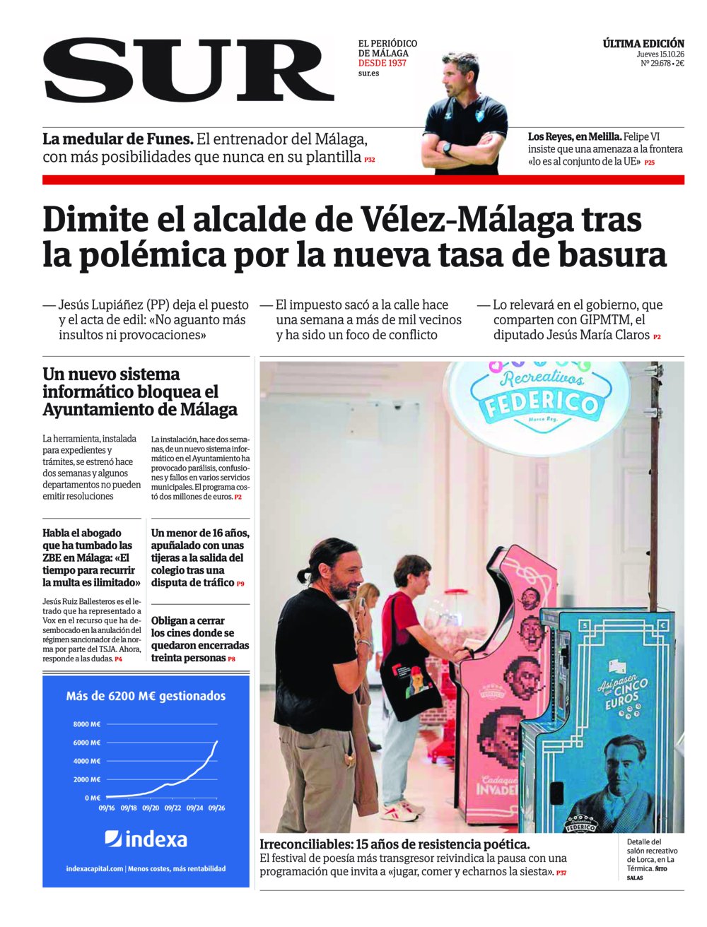 Portada de SUR, 15 de Octubre de 2026