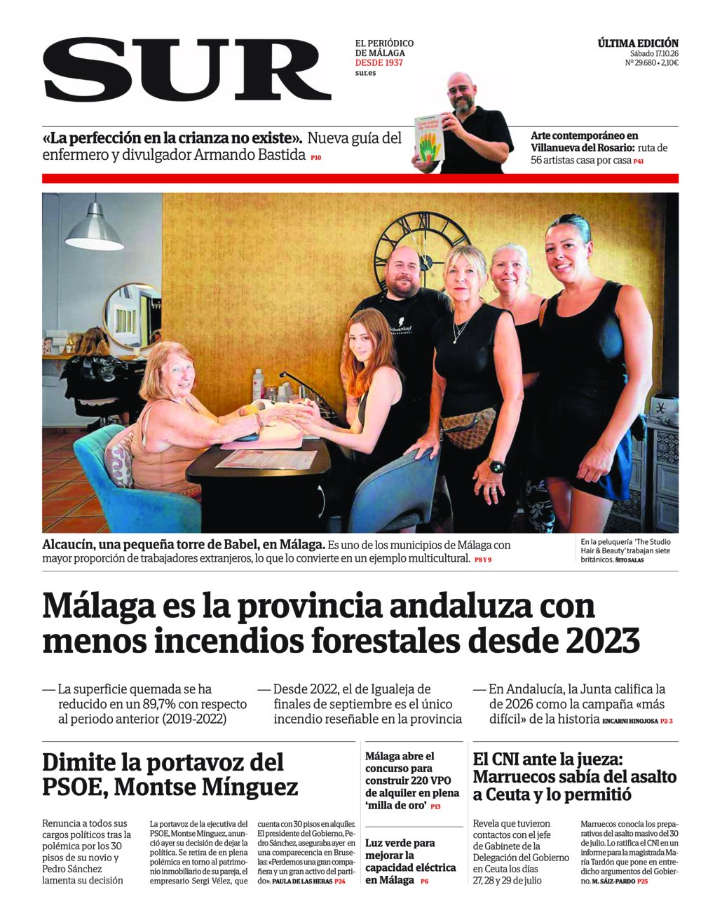 Portada de SUR, 17 de Octubre de 2026