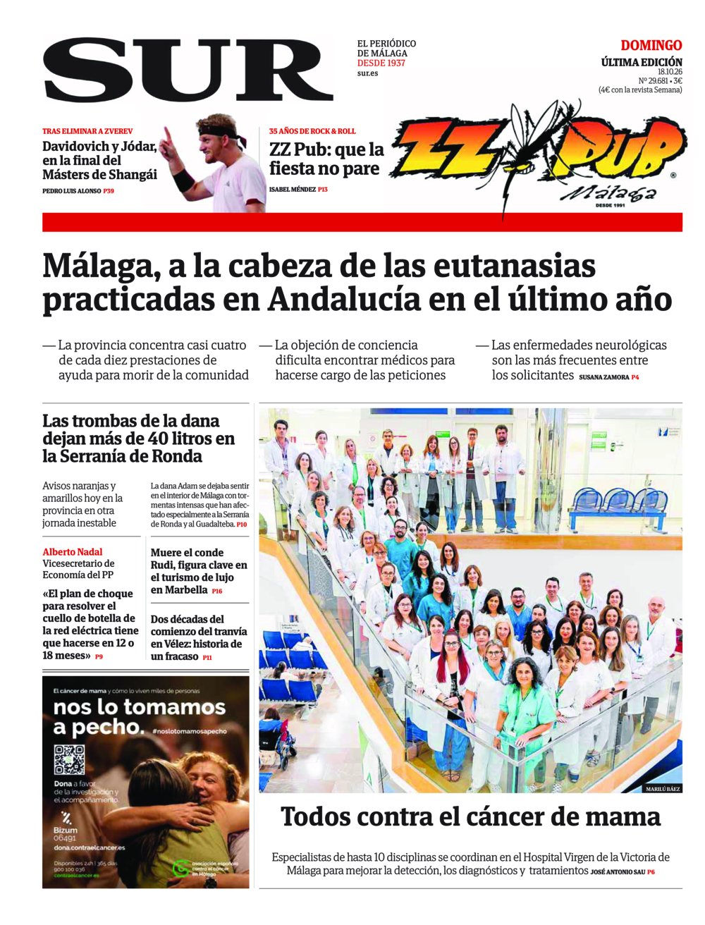 Portada de SUR, 18 de Octubre de 2026