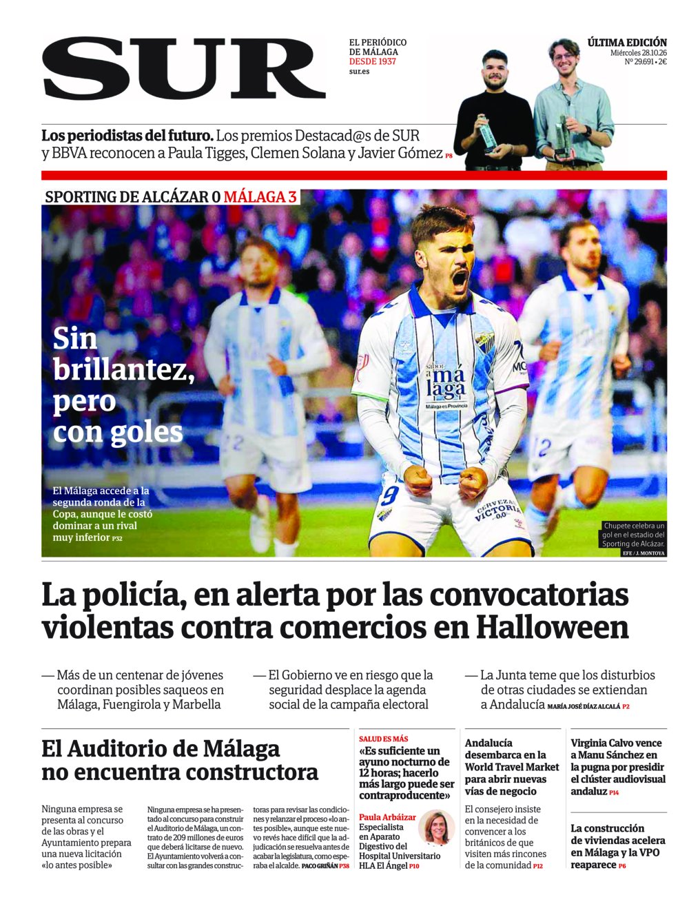Portada de SUR, 28 de Octubre de 2026